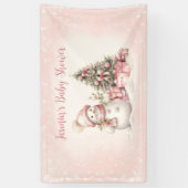  Sneeuwman Roze Kerstmeisje Baby shower Spandoek (Verticaal)