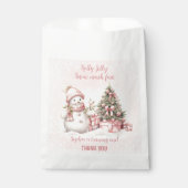 Sneeuwman Roze Kerstmis 1e Verjaardag Favor Tassen Bedankzakje (Voorkant)