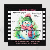 Sneeuwman Roze Sjaal Jaarlijks Kerstfeest Kaart (Voorkant / Achterkant)