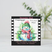 Sneeuwman Roze Sjaal Jaarlijks Kerstfeest Kaart (Staand voorkant)