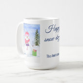 Sneeuwman roze sjaal snoep-riet Happy Snow days Koffiemok (Voorkant links)