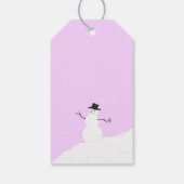 Sneeuwman Roze Vrolijk Kerstfeest Stropdas op Gift Cadeaulabel (Achterkant)