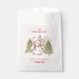  Sneeuwman Roze Winter 1e Verjaardag Bedankzakje