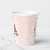 Sneeuwman Roze Winter Christmas Girl Baby shower Papieren Bekers (Rechts)