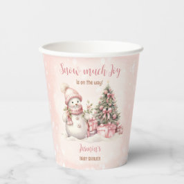 Sneeuwman Roze Winter Christmas Girl Baby shower Papieren Bekers