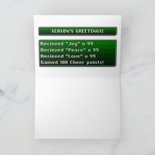 sneeuwman RPG met 16 bits Feestdagen Kaart (Binnen)