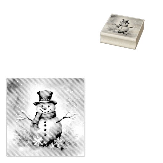 Sneeuwman  rubberstempel (Gestempeld)