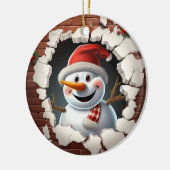 Sneeuwman Santa Hat - 3D Keramisch Ornament (Links)