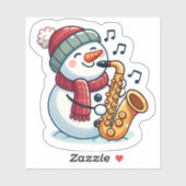 Sneeuwman saxofonist met kerst sticker (Vel)