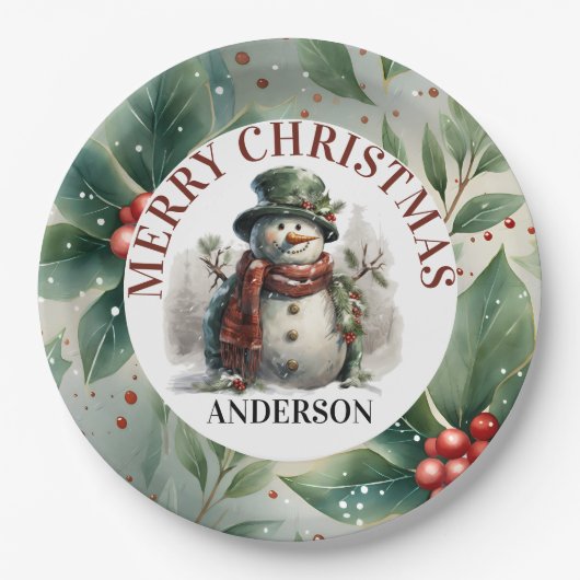 Sneeuwman Schattige Kerst Wishes Papier Bord (Voorkant)