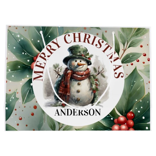 Sneeuwman Schattige Kerst Wishes Papier Bord Groot Cadeauzakje (Achterkant)