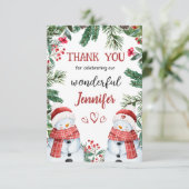 Sneeuwman Schattige Kerstmis 2e Verjaardag Dank u  Bedankkaart (Staand voorkant)