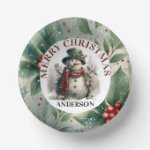 Sneeuwman Schattige Kerstwensen Papieren Bord (Voorkant)