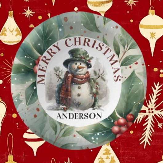 Sneeuwman Schattige Kerstwensen Papieren Bord