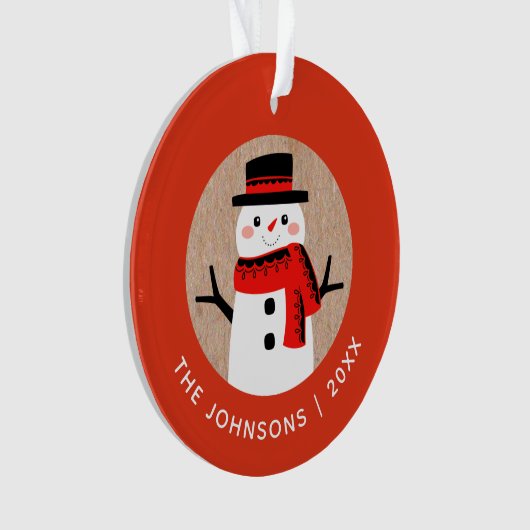 Sneeuwman Schattigee kerst Ornament (voorkant)