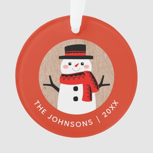 Sneeuwman Schattigee kerst Ornament (voorkant)