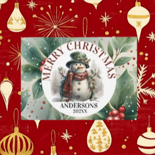 Sneeuwman Schattigee kerstwensen Feestdagenkaart