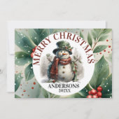 Sneeuwman Schattigee kerstwensen Feestdagenkaart (Voorkant)