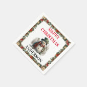 Sneeuwman Schattigee kerstwensen Papieren servet (Hoek)