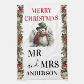 Sneeuwman Schattigee kerstwensen Papieren servet Theedoek (Verticaal)