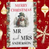 Sneeuwman Schattigee kerstwensen Papieren servet Theedoek