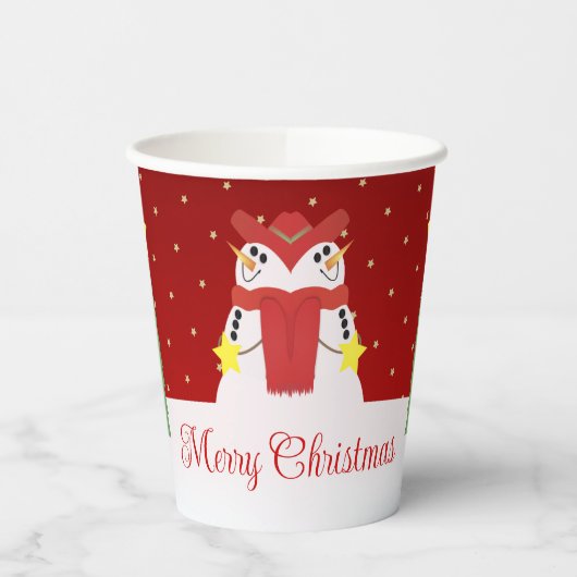 Sneeuwman Schattigee vakantiestijl Papieren Bekers (Links)