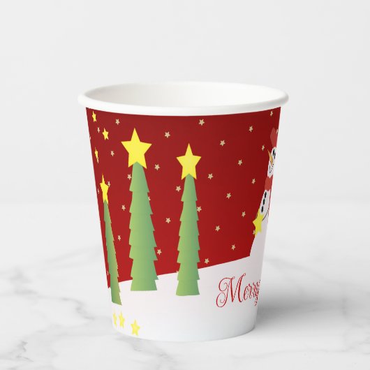 Sneeuwman Schattigee vakantiestijl Papieren Bekers (Voorkant)