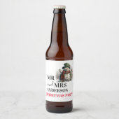 Sneeuwman Schattigee Waterverf kerstwensen Bier Etiket (Voorkant)