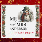 Sneeuwman Schattigee Waterverf kerstwensen Bier Etiket