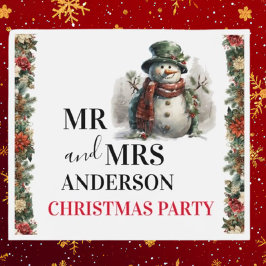 Sneeuwman Schattigee Waterverf kerstwensen Bier Etiket