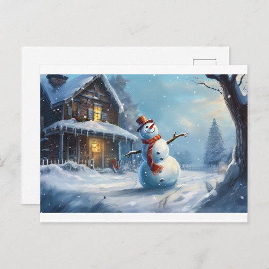 Sneeuwman schilderij briefkaart (Voorkant / Achterkant)