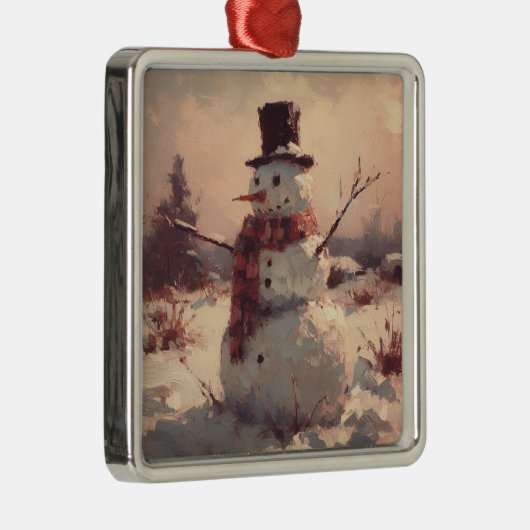 Sneeuwman  schilderij metalen ornament (Rechts)