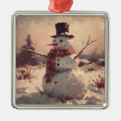 Sneeuwman  schilderij metalen ornament (Voorkant)