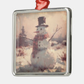 Sneeuwman  schilderij metalen ornament (Links)