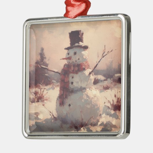 Sneeuwman  schilderij metalen ornament (Links)