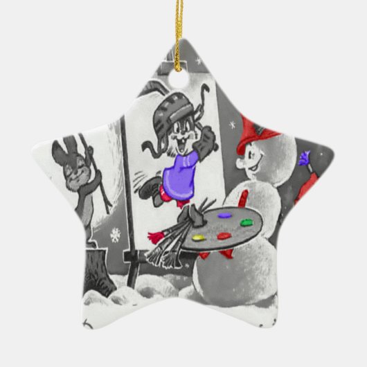 Sneeuwman schilderij Ornament (Voorkant)