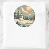 Sneeuwman schilderij ronde sticker (Tas)
