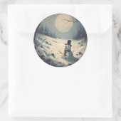 Sneeuwman schilderij ronde sticker (Tas)