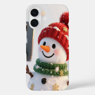 Sneeuwman Selfie iPhone 16 Hoesje