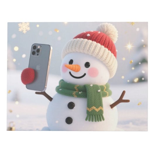 Sneeuwman Selfie Kerst Notitieblok (Voorkant)