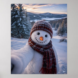 Sneeuwman Selfie Poster