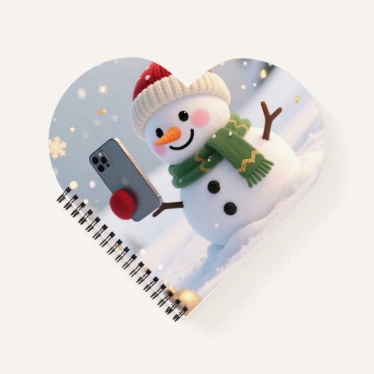 Sneeuwman Selfie Spiraal Notebook Notitieboek (Voorkant)