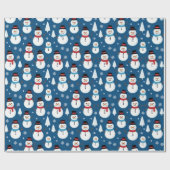 Sneeuwman Serenity Blauwe Kerstboom Cadeaupapier (Vlak)