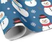Sneeuwman Serenity Blauwe Kerstboom Cadeaupapier (Rol Hoek)