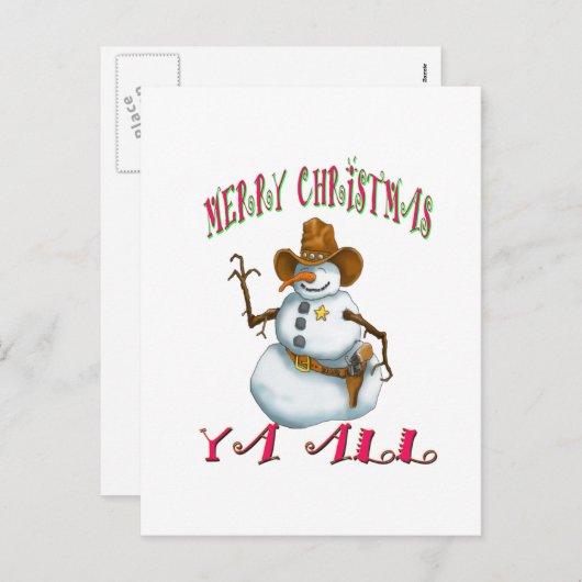sneeuwman sherriff MerryChrsts Ya allen Feestdagenkaart (Voorkant / Achterkant)