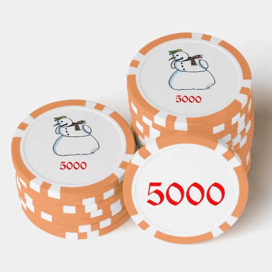 Sneeuwman sinaasappel 5000 gestreepte pokerchip (Opstapeling)