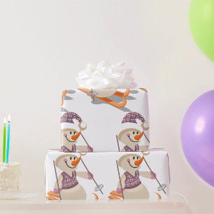 Sneeuwman Skiën Cadeaupapier