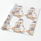 Sneeuwman Skiën Cadeaupapier (Uitgerold)