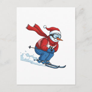 Sneeuwman Skiloper Kerstmis 2026 Vakantie Wintersp Briefkaart