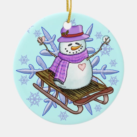 Sneeuwman slee ornament (Voorkant)